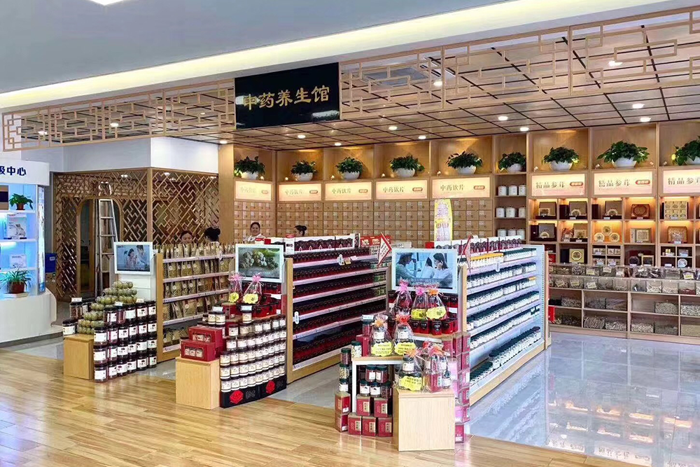 藥店貨架-OTC雙面貨架（鋼木結合），雙面藥店貨架多少錢，藥店雙面貨架批發（樂存貨架）